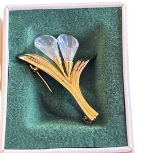 Swarovski Crystal Memories floral brooch gold-plated clear hallmarked giftable